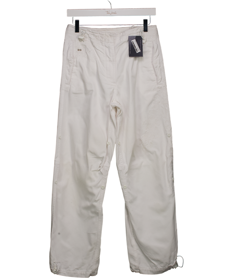 MAHARISHI Vintage White Embroidered Cargo Trousers UK S