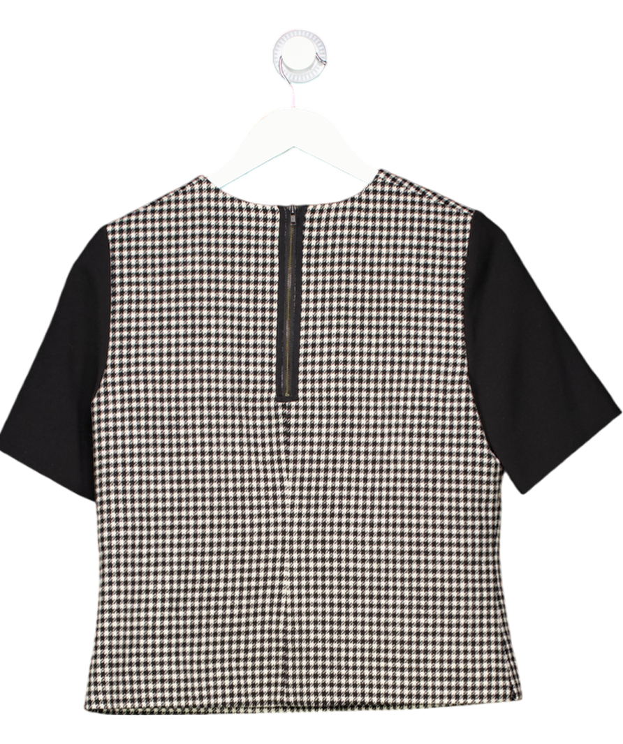 Hobbs Black Wool Dogtooth Printed Short Sleeve Top UK 12