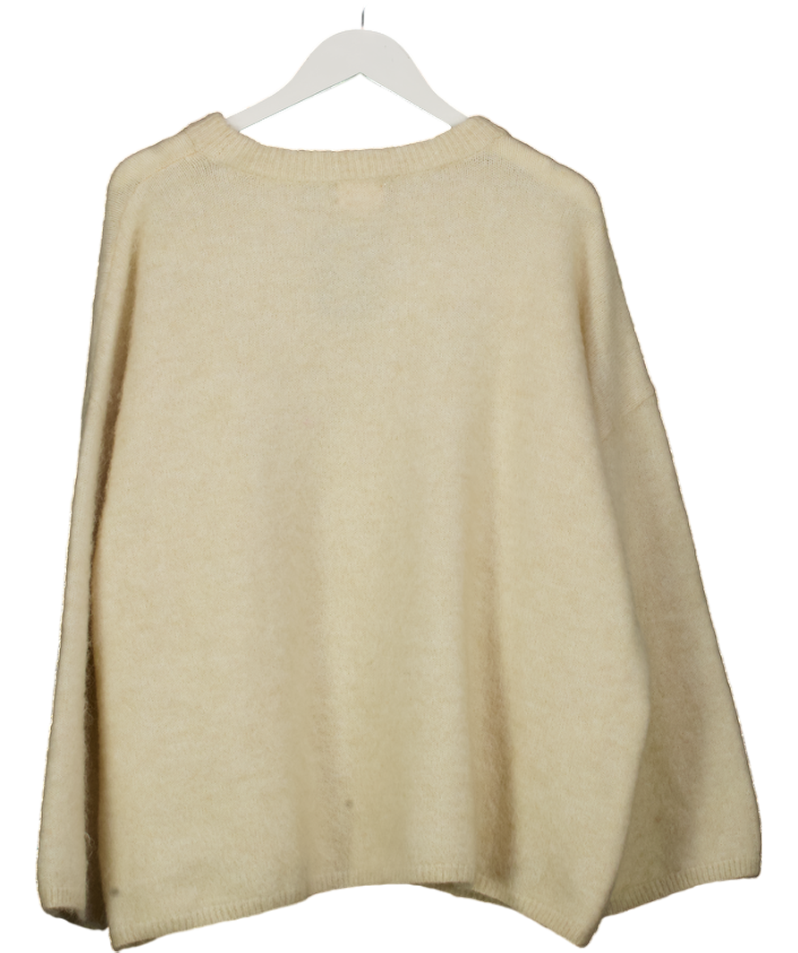 H&M Cream Premium Oversize Mohair-blend Jumper UK M