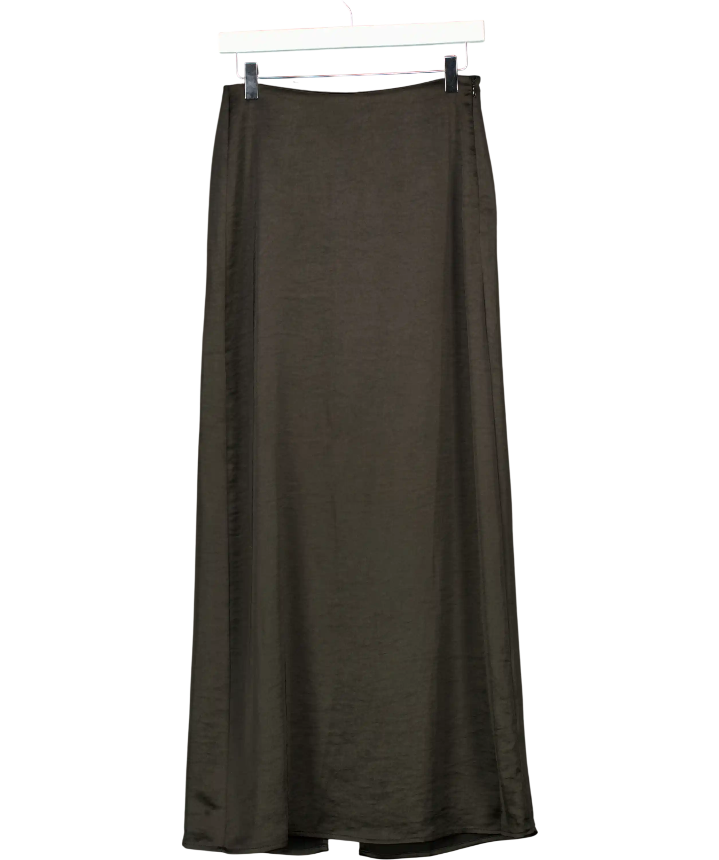 4th & Reckless Black Satin Back Split Maxi Skirt UK 8