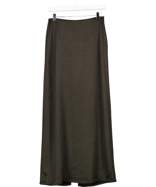 4th & Reckless Black Satin Back Split Maxi Skirt UK 8