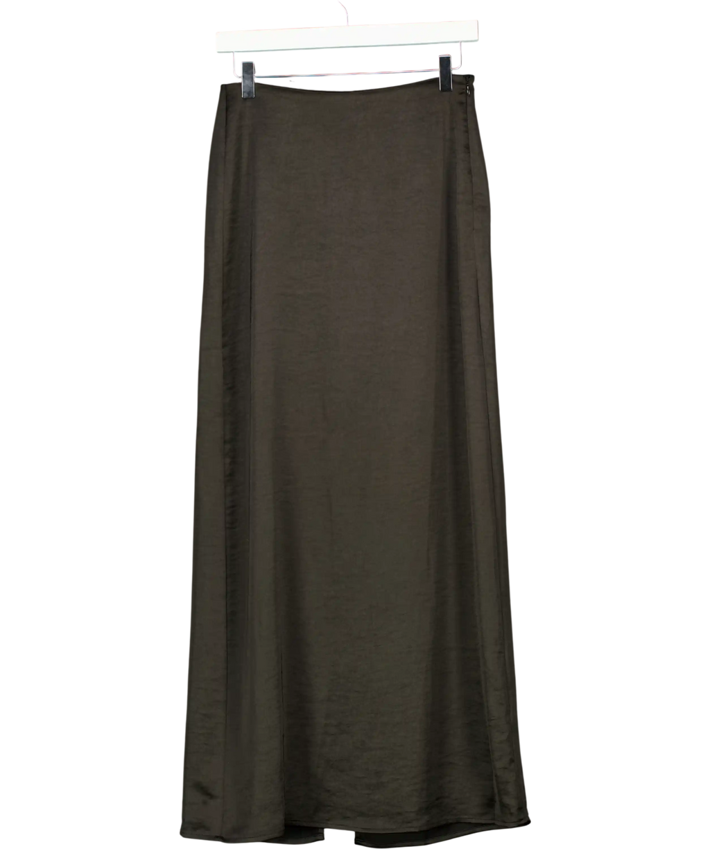 4th & Reckless Black Satin Back Split Maxi Skirt UK 8