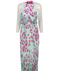 Matthew Williamson Blue 83e8 Electro Leopard Print Cutout Detail Jersey Maxi Dress UK 10