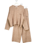 Bo + Tee 2-piece Logo Oversized Zip-up Cardigan & Wide Leg Joggers In Brown Marl UK S