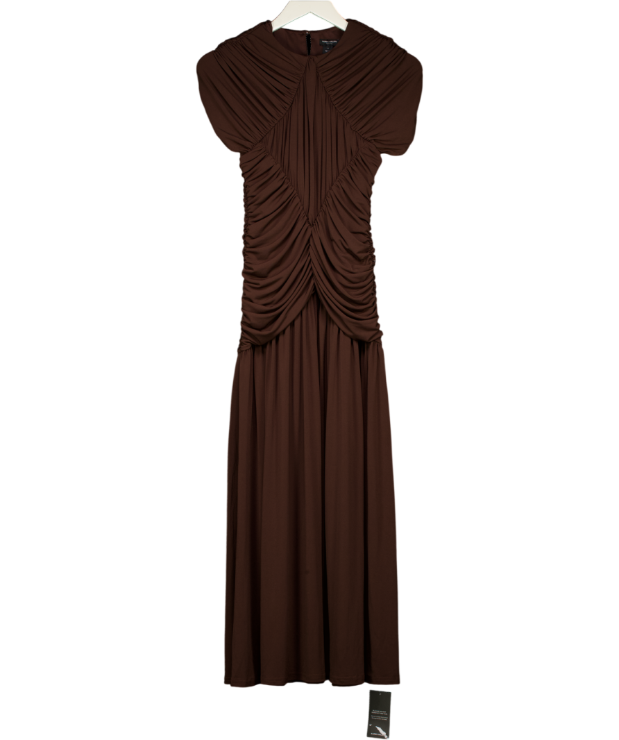 KAREN MILLEN Brown Premium Ruched Jersey Maxi Dress - Petite UK XS