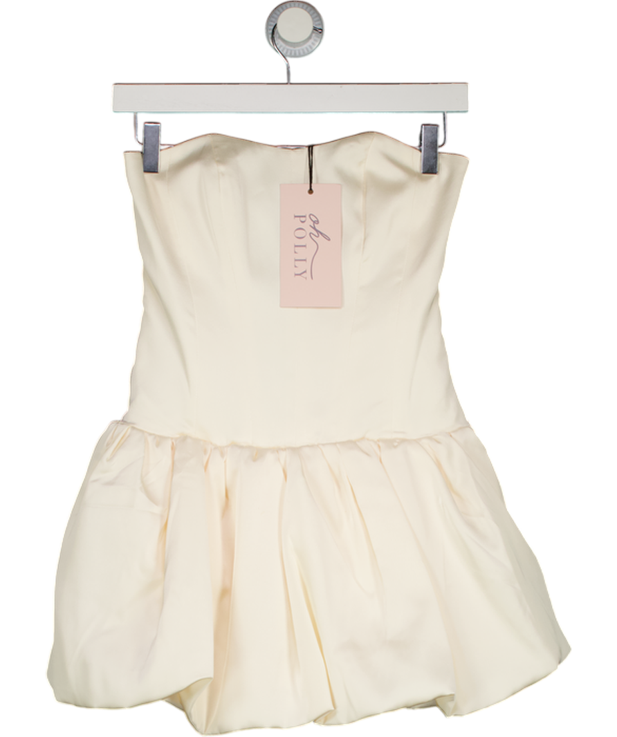 OH POLLY Cream Fabiola Lace-up Bubble Hem Corset Mini Dress (built-in Shorts) UK 6