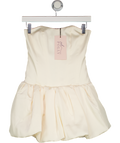 OH POLLY Cream Fabiola Lace-up Bubble Hem Corset Mini Dress (built-in Shorts) UK 6