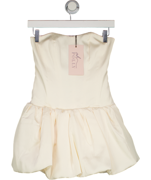OH POLLY Cream Fabiola Lace-up Bubble Hem Corset Mini Dress (built-in Shorts) UK 6