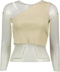 JACQUEMUS Beige Ribbed Backless Crop Top UK 8