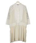 QUEENE AND BELLE Cream Silk And Cotton Lace Inset Dress UK M