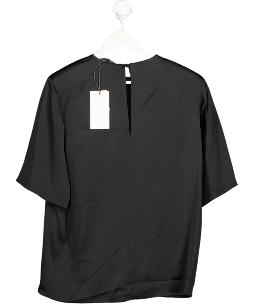 ZARA Black Zw Collection Satin Top With Shoulder Pads UK XS