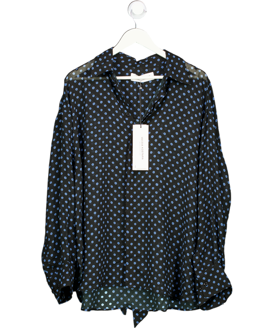 Vassia Kostara Black / Blue Spot Print Oversize Shirt One Size