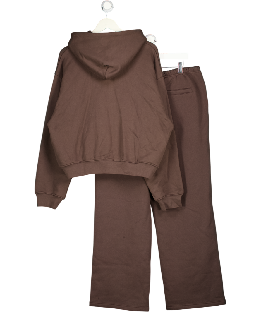 THE COUTURE CLUB 2-piece Brown Ctre Zip Through Relaxed Hoodie & Straight Leg Jogger Set UK 16