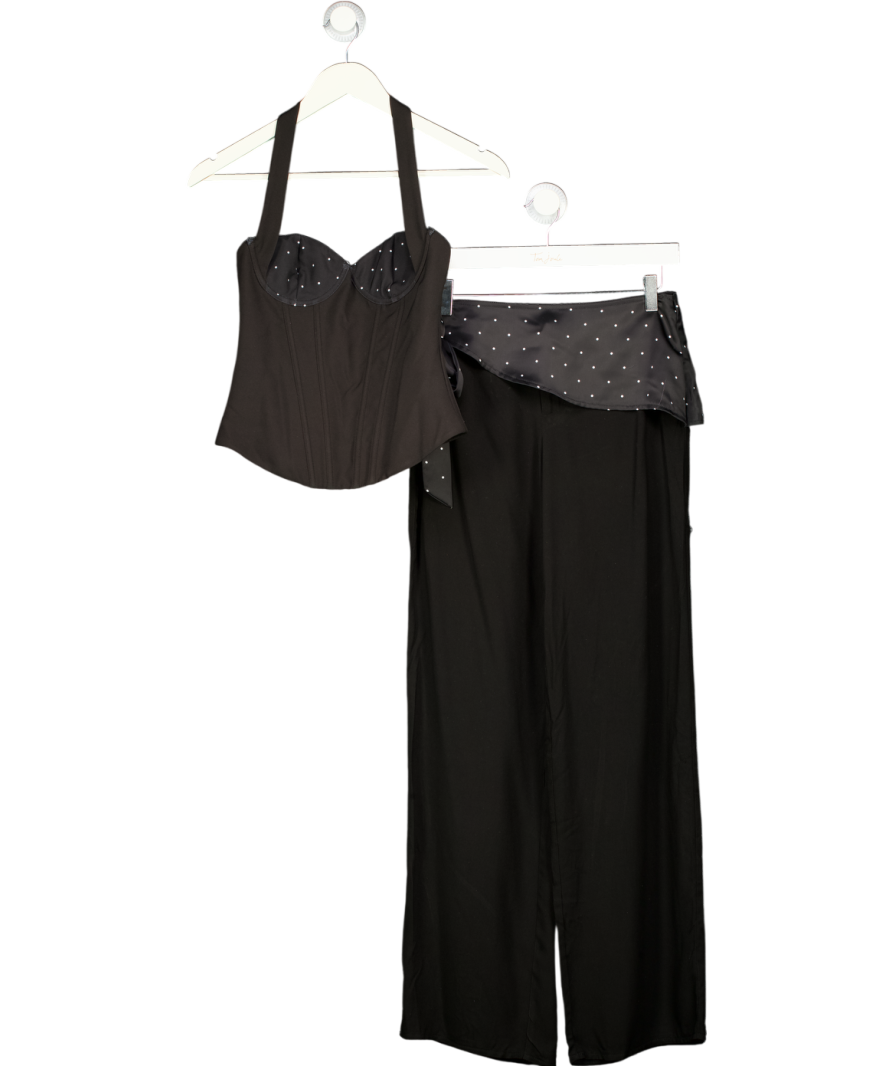 WHITE FOX 2-piece Black Night Kiss Bustier Top & Trouser Set UK XS