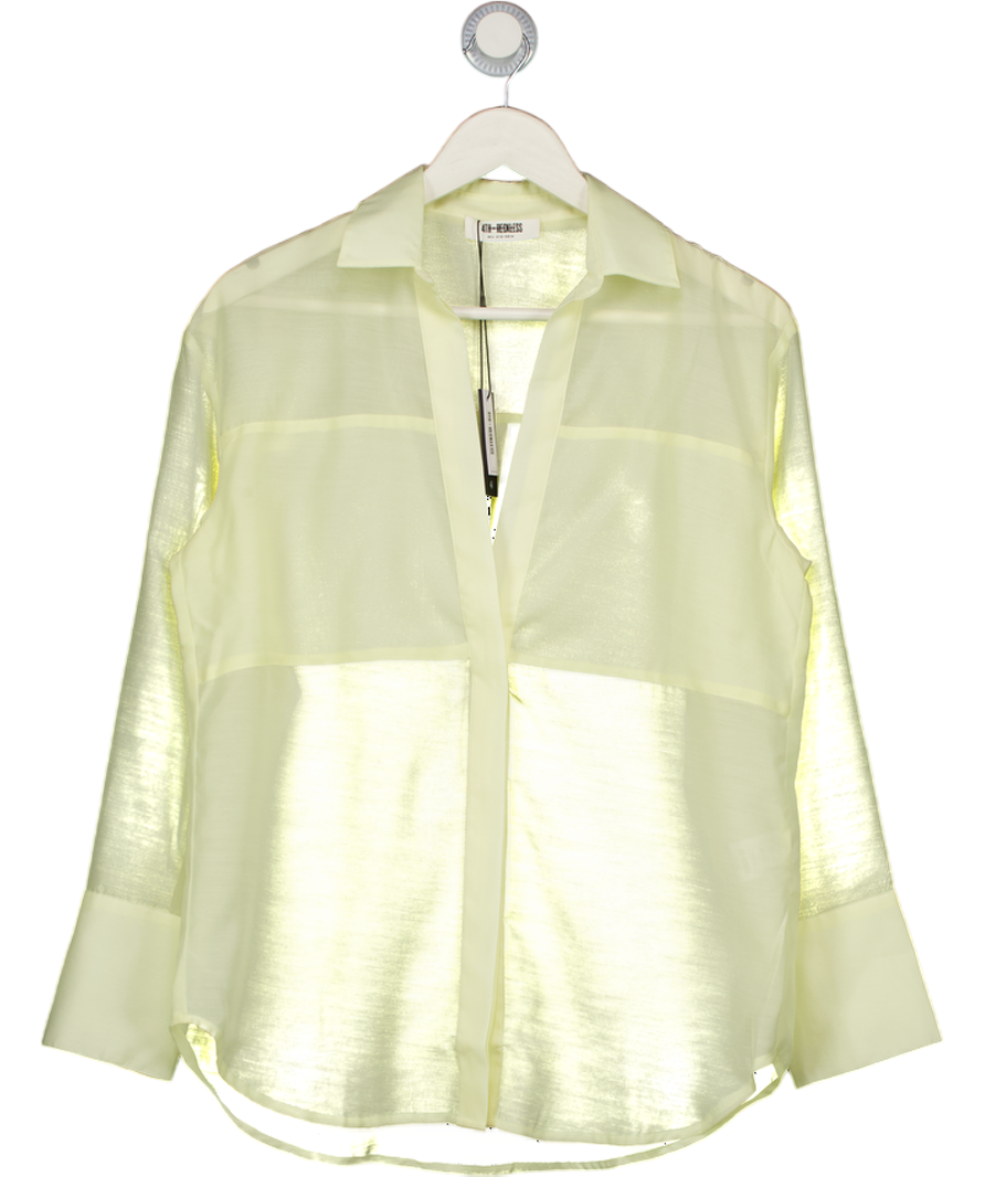 4th & Reckless Yellow Semi Sheer Longline Beach Shirt UK 6
