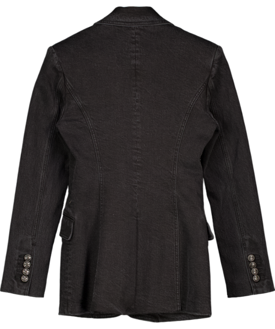 REBECCA VALLANCE Black Wash Denim Aviator Blazer UK 8