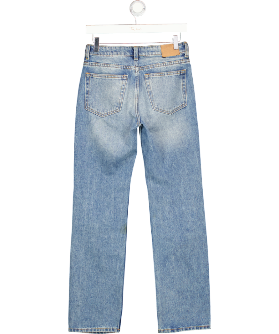 WEEKDAY Blue Pin Mid Rise Regular Straight Leg Jeans L30 W25
