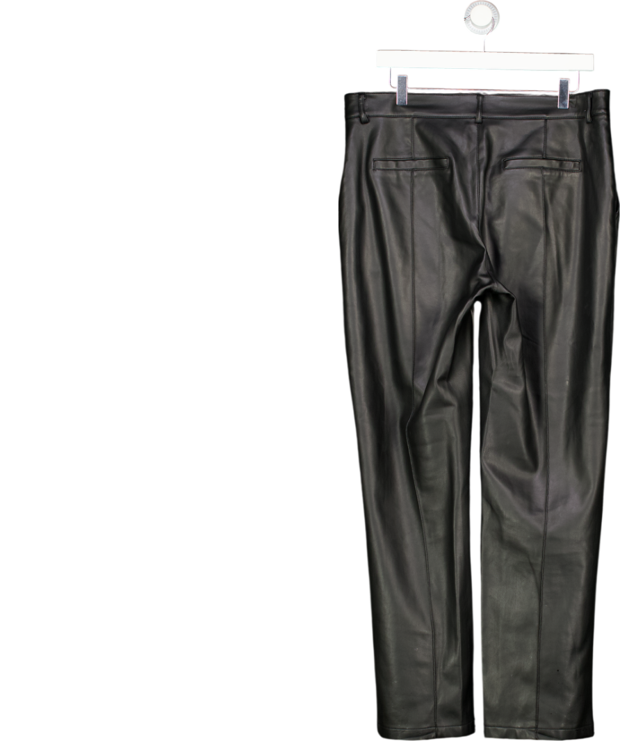 NA-KD Black Pu Mid Rise Pants UK 12