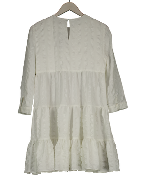 ZARA White Tiered Mini Smock Dress UK S
