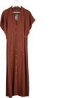 NEW LOOK Dark Brown Linen Blend Shirt Midi Dress UK 18