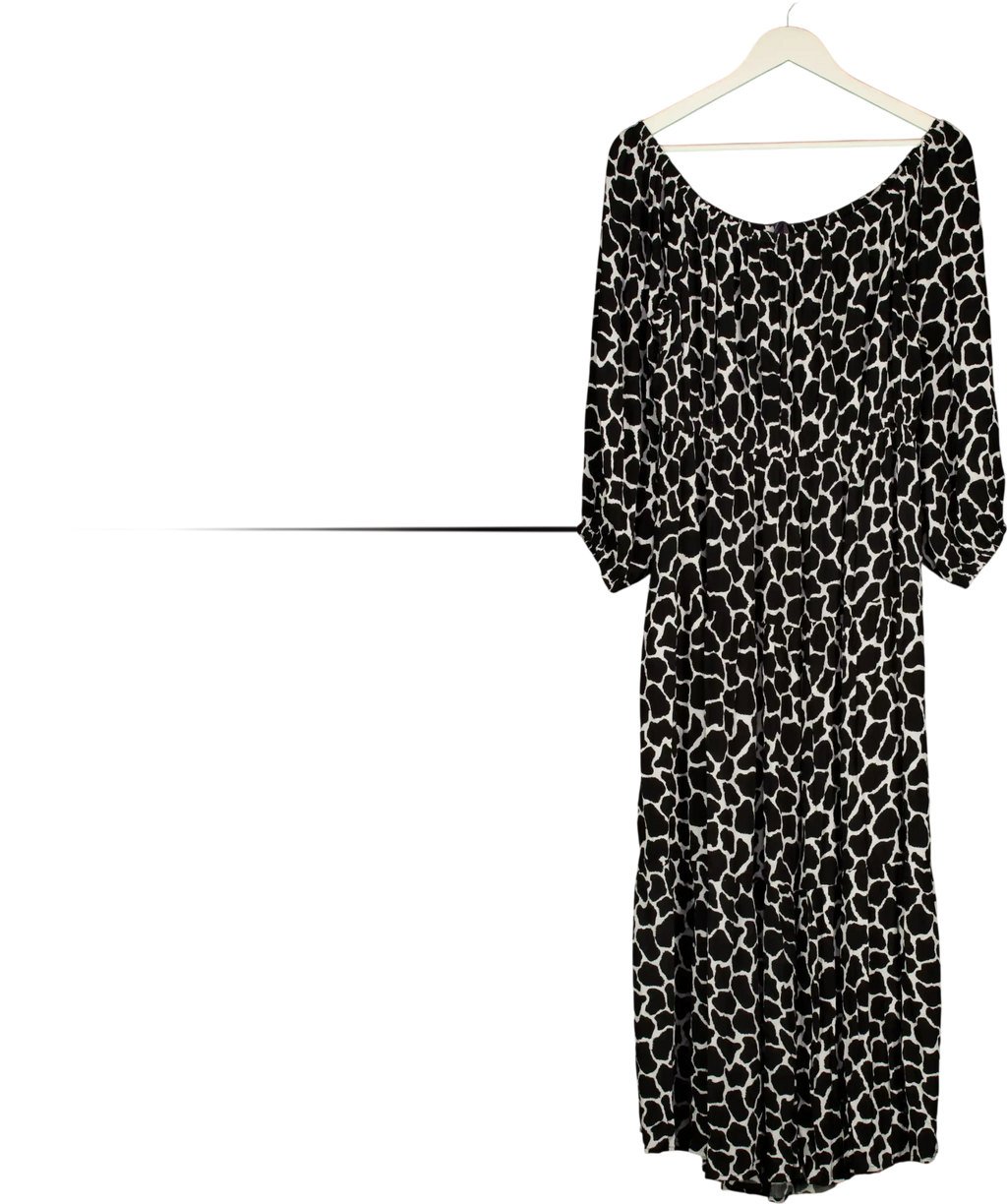 M&S Collection Black & White Giraffe Print Bardot Midaxi Dress UK 16