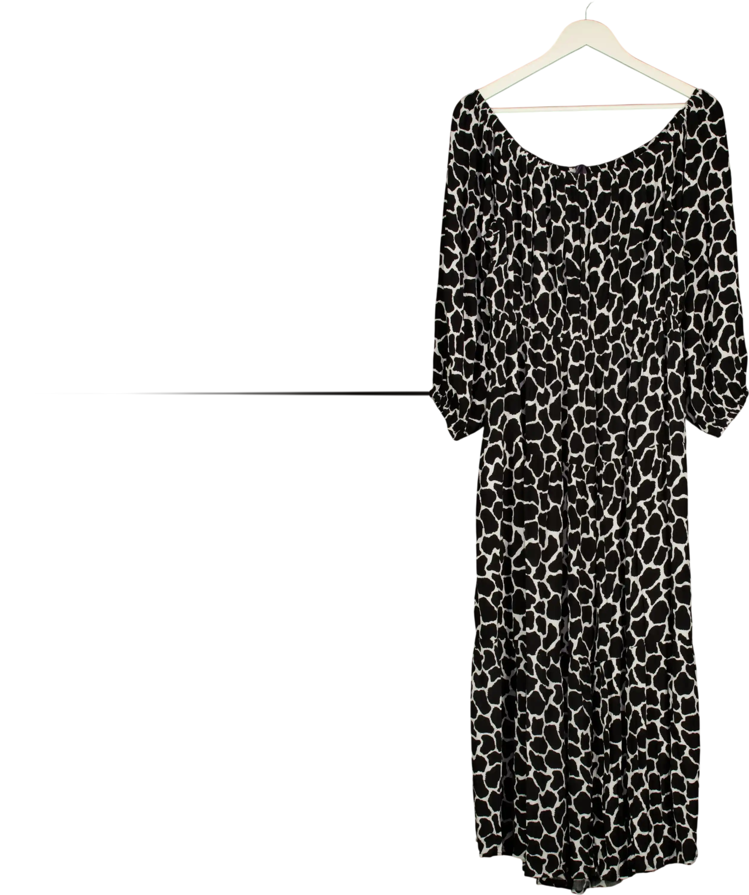 M&S Collection Black & White Giraffe Print Bardot Midaxi Dress UK 16