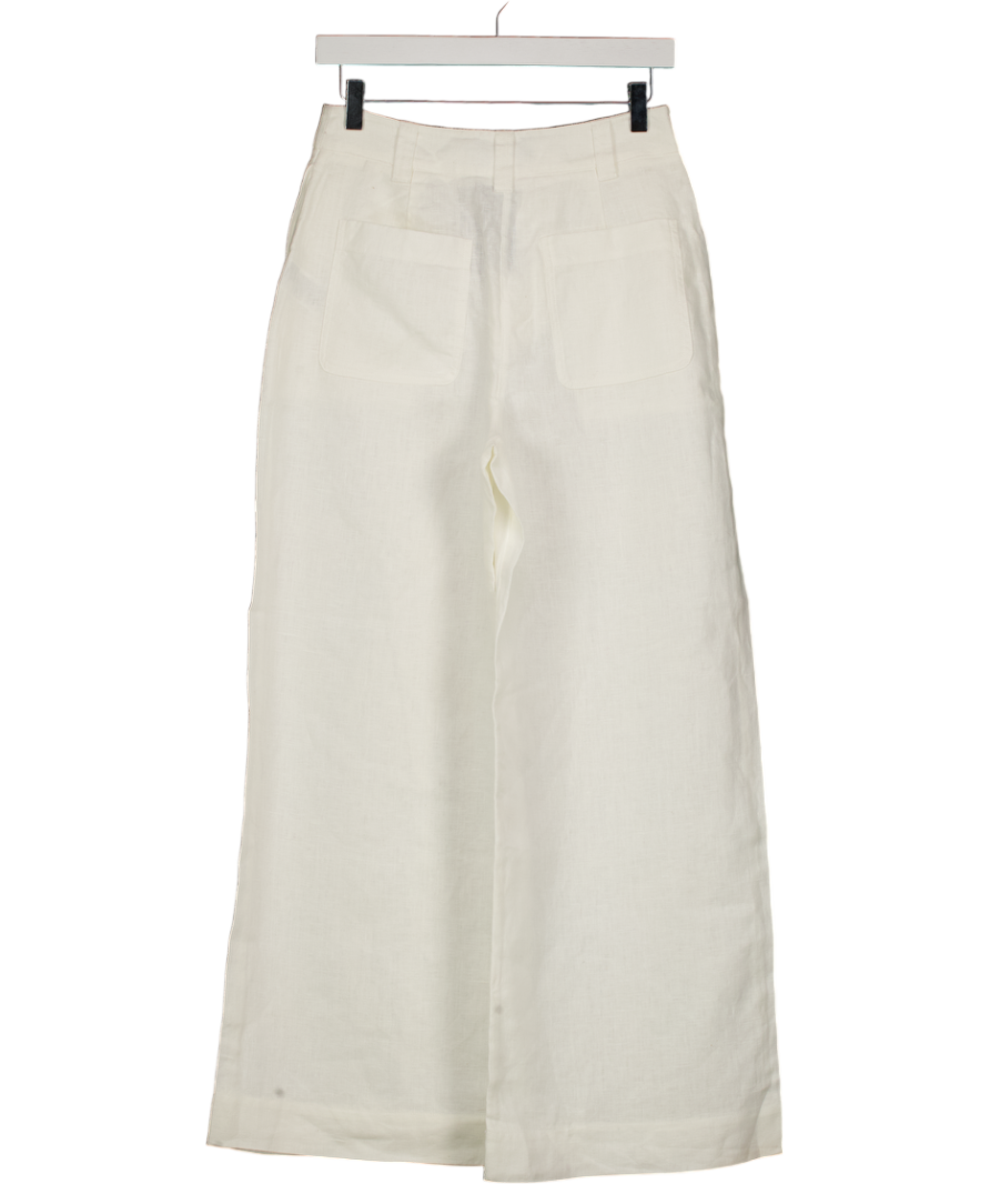 REISS Ashby Linen Wide-leg Trousers In White UK 8