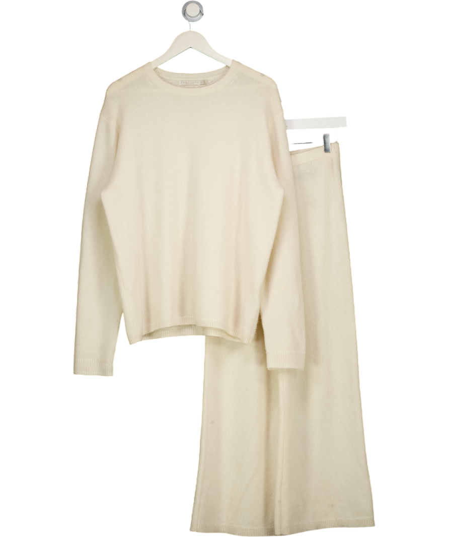 ZARA HOME 2-piece Cream 100% Supersoft Cashmere Sweater (uk M/l) And Trouser Set UK S