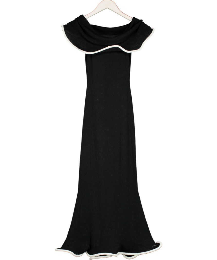 Meshki Black Molly Off Shoulder Knit Midi Dress UK XS