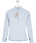 GYMSHARK Blue Fleur Texture 1/2 Zip Pullover UK XS