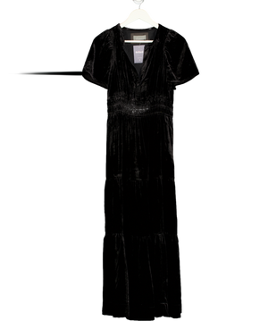BY ANTHROPOLOGIE Black The Somerset Maxi Dress: Velvet Edition UK S