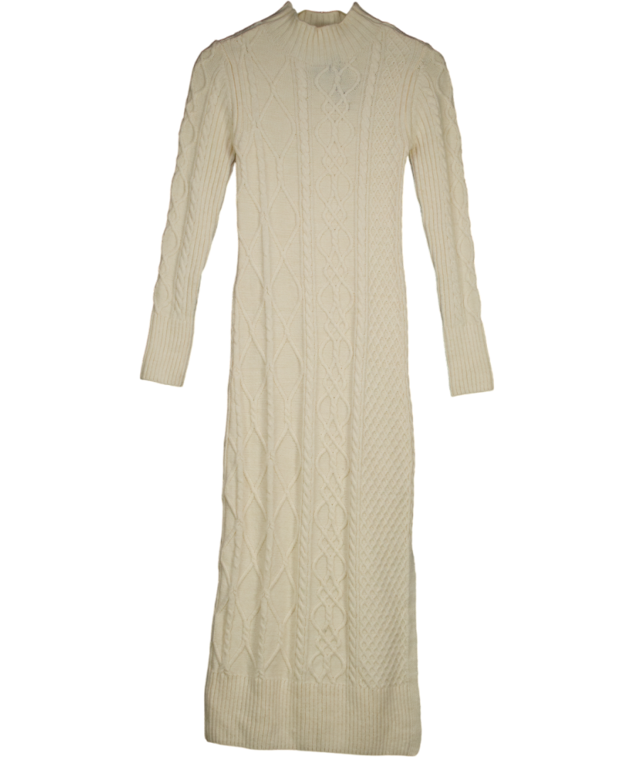 River Island Cream Cable Knit Midi Dress UK 8