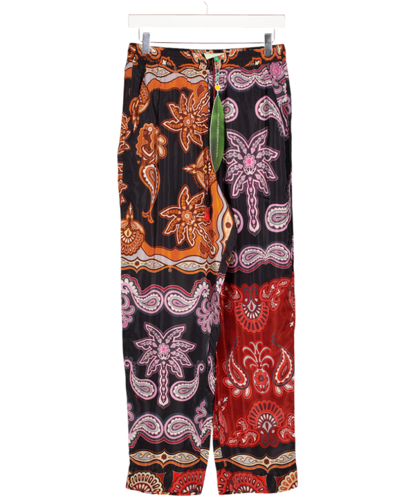 FARM RIO Black Paisley Print Sweet Mermaids Trousers With Beaded Drawstring UK S