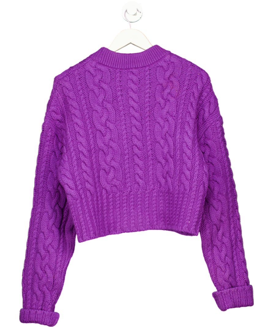 Ami Purple Cable Knit Crew Neck UK M