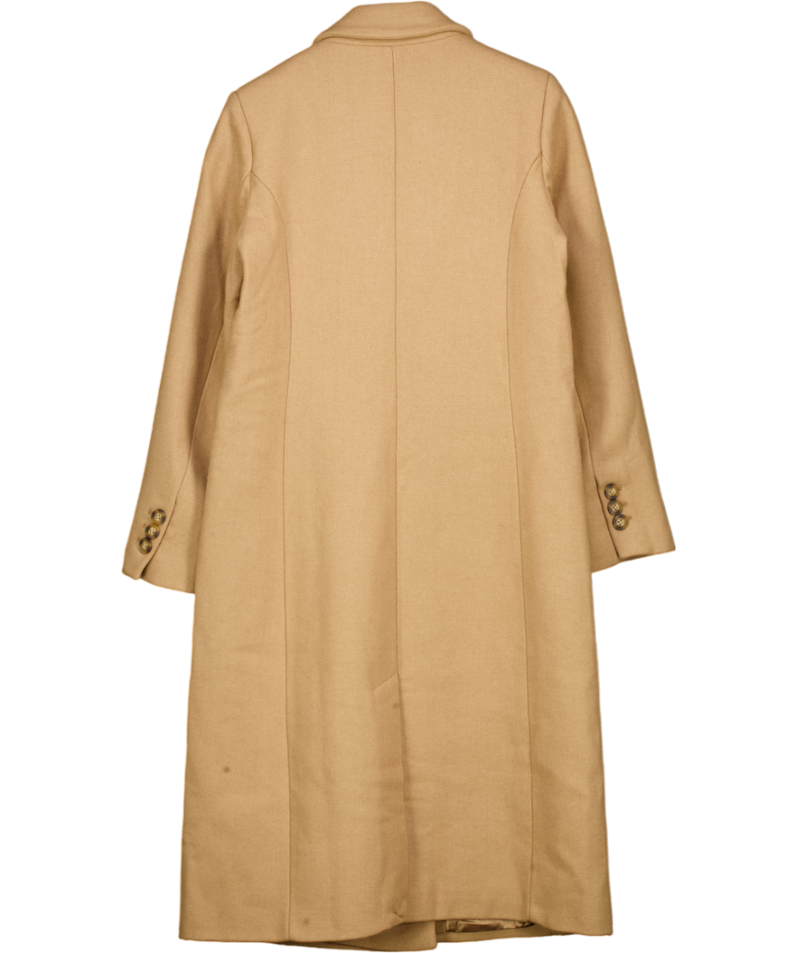 FOREVER NEW Beige Wool Blend Camel Double Breasted Coat UK 10