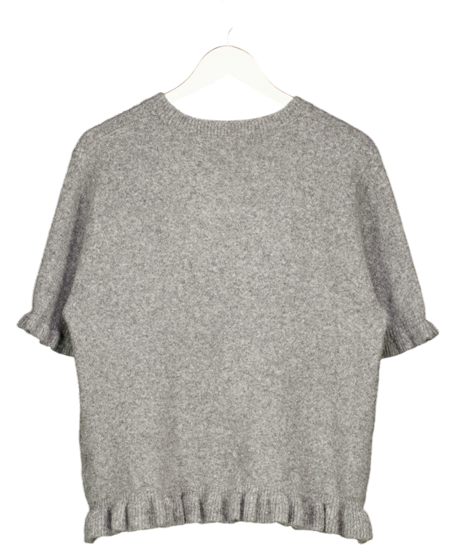 ZARA Grey Frilled Edge Short Sleeve Knit UK XL