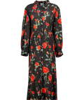 RIXO Black Back Rose Print Maddison Midi Dress UK 22