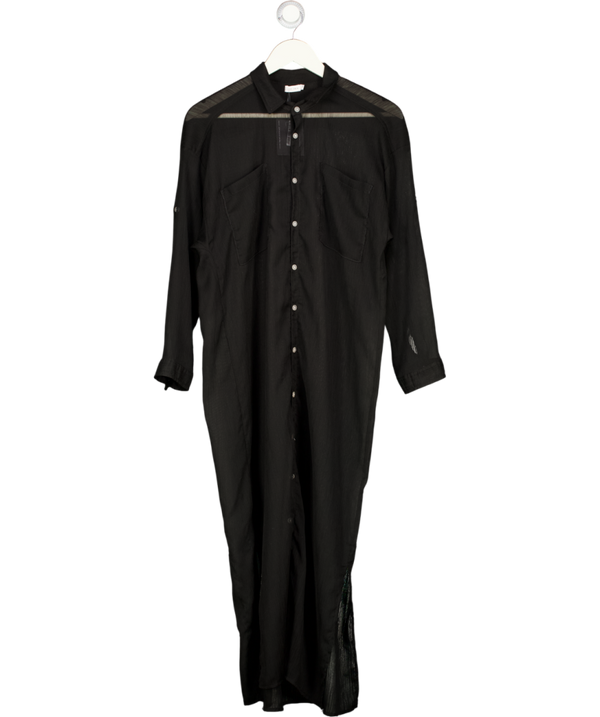 JADE SWIM Black Sheer Chiffon Mika Top Cover Up Shirt Dress UK S/M
