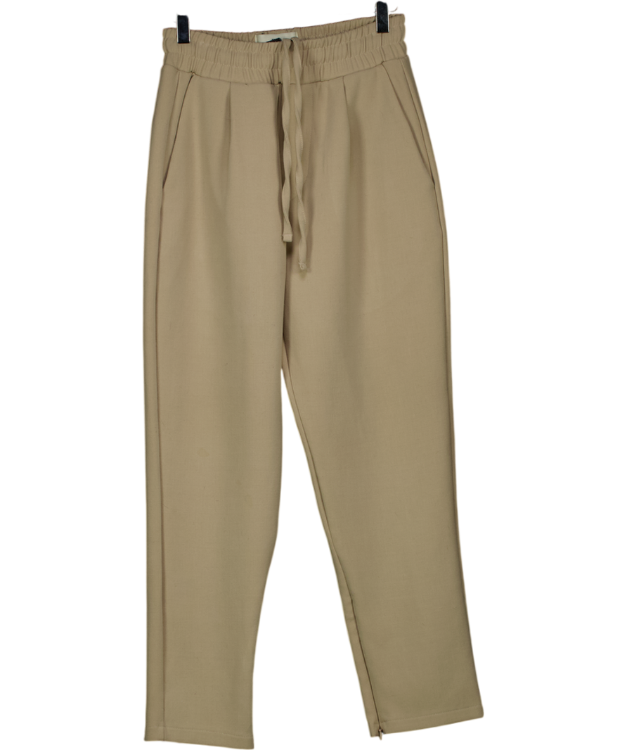NOVU Beige Luxury Tapered Joggers UK S