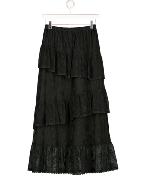 M&S Black Lace Tiered Maxi Skirt UK 6