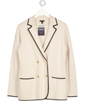 TALBOTS Beige Tipped Double Breasted Cardigan With Gold Buttons UK S