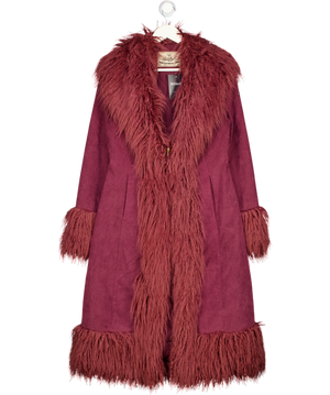 SUPERDRY Berry Jam Purple Long Afghan Coat UK 10