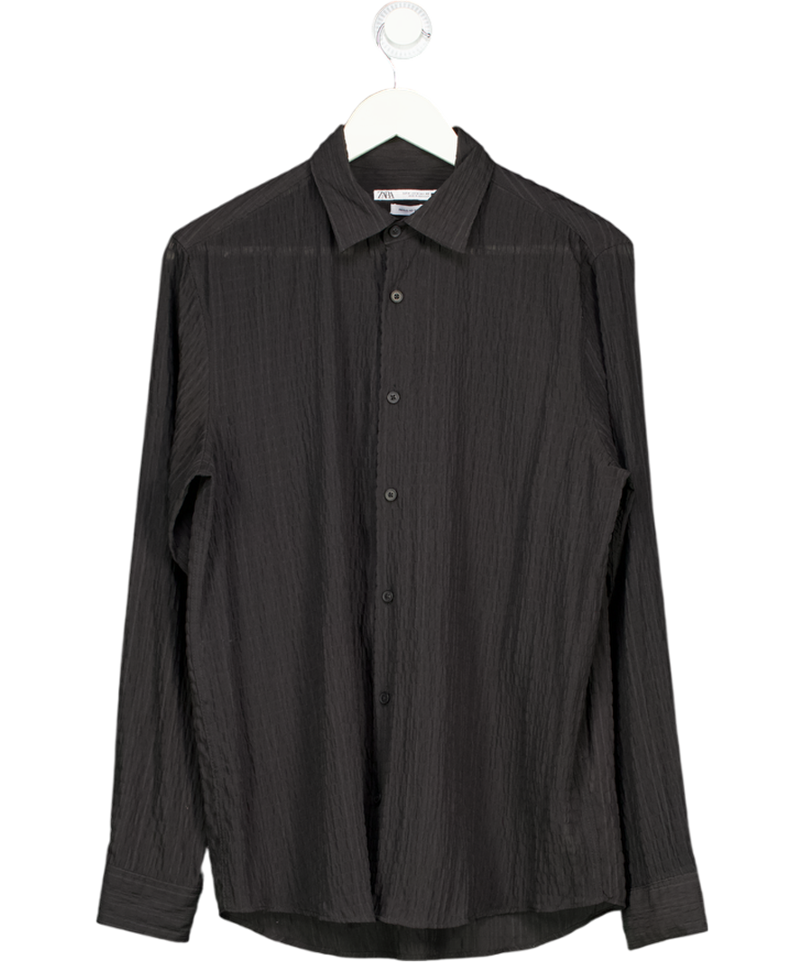 ZARA Black Jacquard Textured Shirt UK M