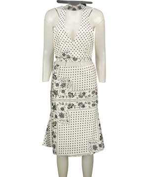 Salted Muse White & Black Polka Dot Halter Top & Skirt Set  UK S
