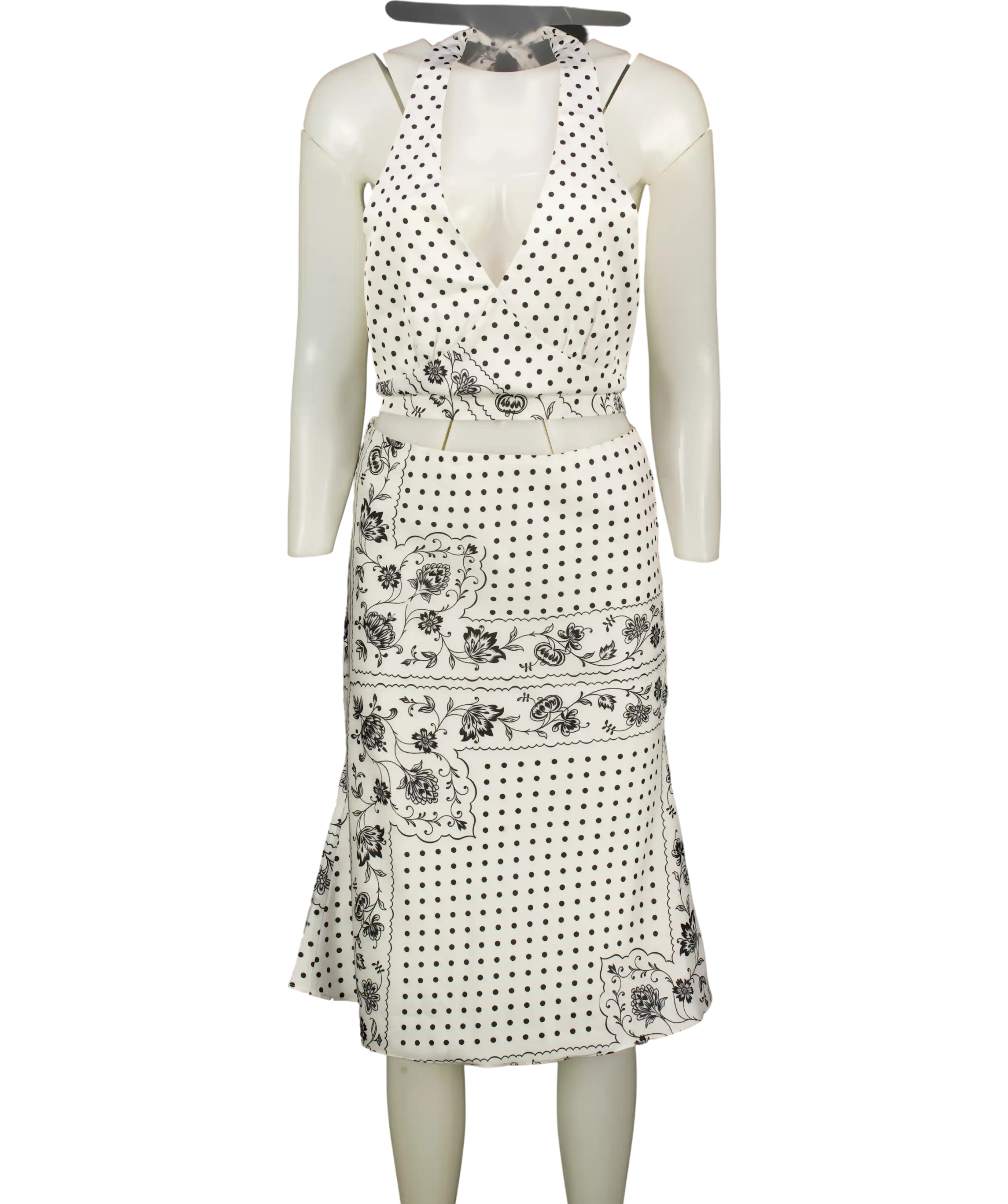 Salted Muse White & Black Polka Dot Skirt UK S
