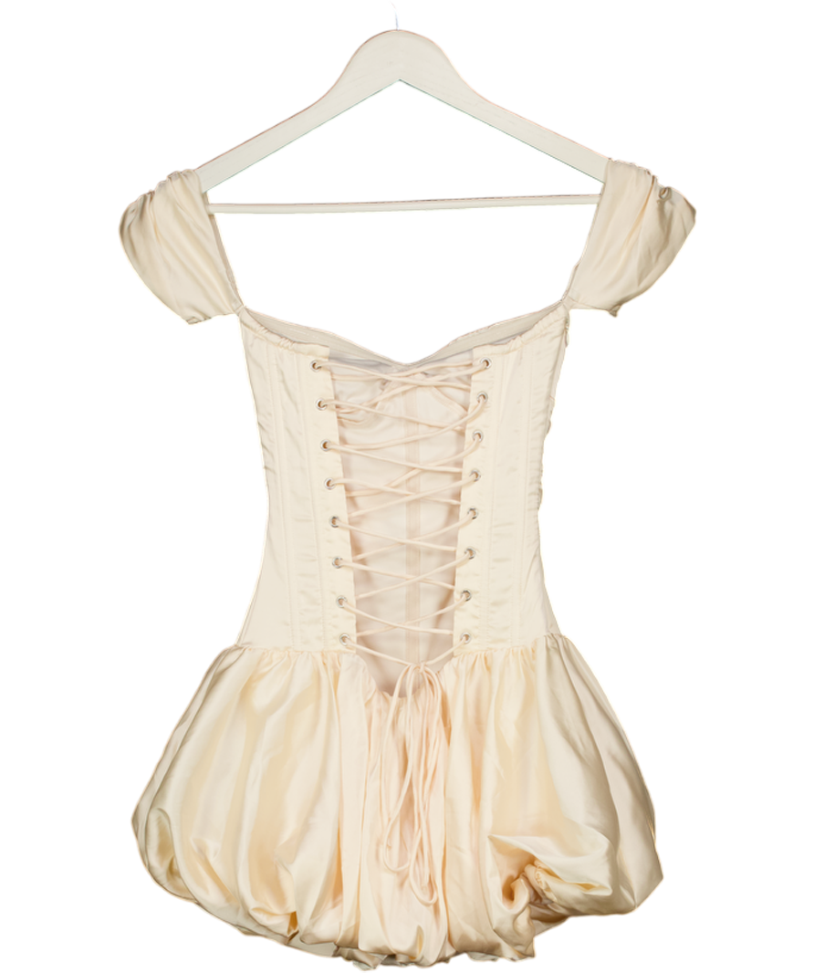 OUTCAST Cream Remi Bubble Hem Mini Dress Ivory UK XS