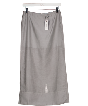 Karen Millen Silver Grey Sheer Organdie Woven Midi Skirt UK 6