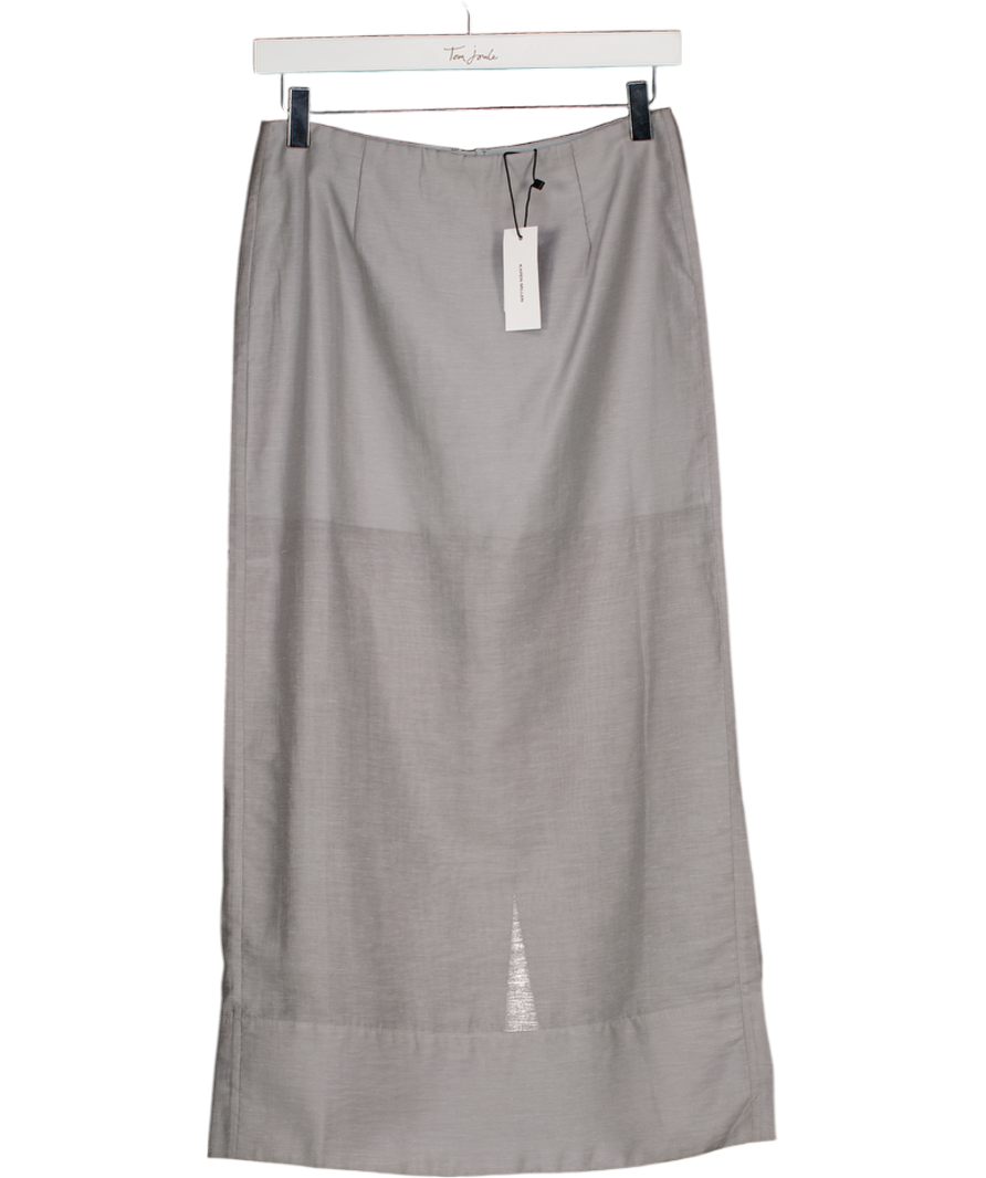 Karen Millen Silver Grey Sheer Organdie Woven Midi Skirt UK 6