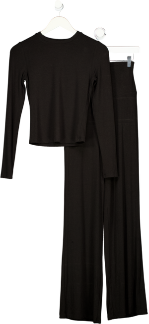 T/ALA Black 2-piec E Supersoft Sculpting Lounge Top And Wide Leg Trousers UK XS