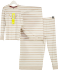 THE WHITE COMPANY KIDS Beige Jingles Reindeer Natural Stripe Pyjamas Age 7-8 Years 7 Years